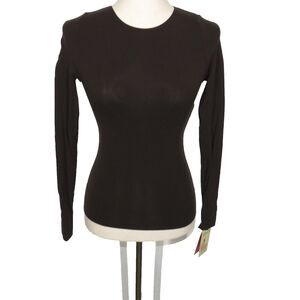 Spanx On Top Dark Brown Long Sleeve Fitted Shaping Crew Neck Top Size Medium